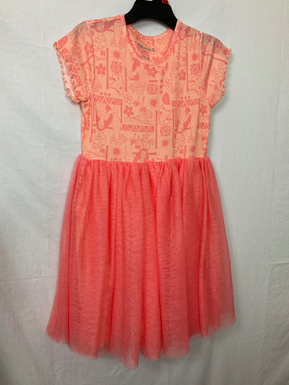 Disney Moana Orange with Coral-Pink Tulle Casual Dress Girls Size 10-12